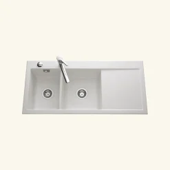 Vidage automatique 2 bacs CUIPD172 pour évier SystemCeram CLEYA - Siphon gain de place