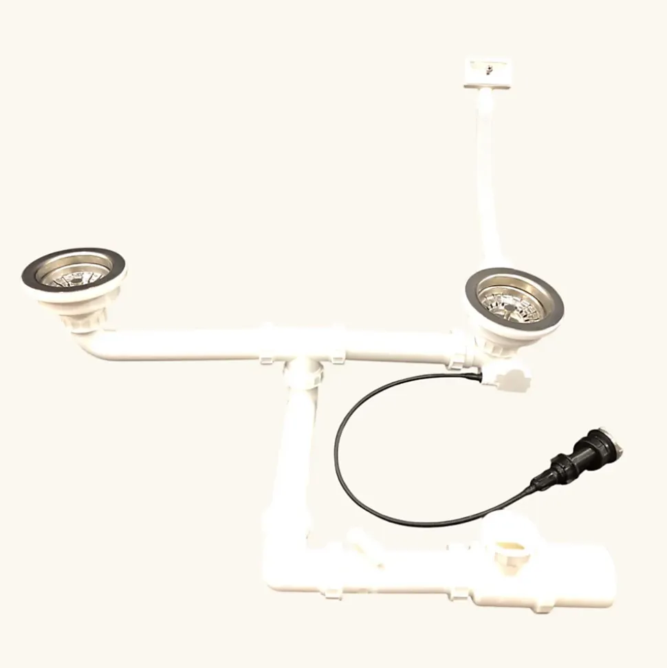 Vidage automatique CUIPD671-D pour évier 2 bacs inox - Siphon gain de place