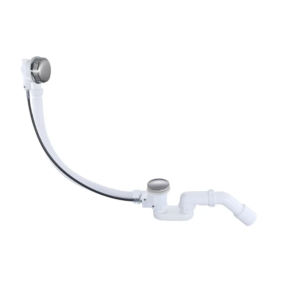 Vidage baignoire avec trop-plein - Bonde chrome - Flexible