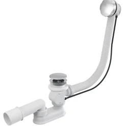 Vidage baignoire avec trop-plein - Bonde chrome - Flexible