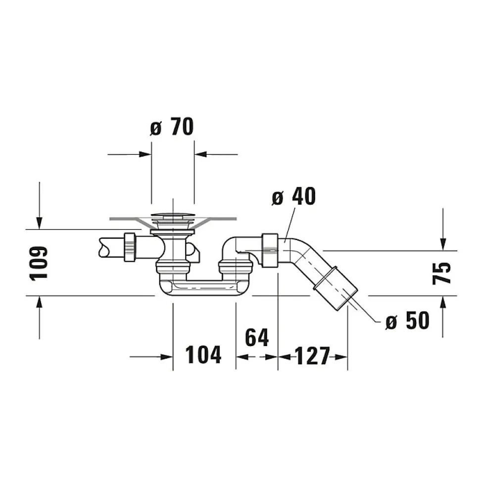 Vidage baignoire DURAVIT D-Code Chromé 35x8x40 cm