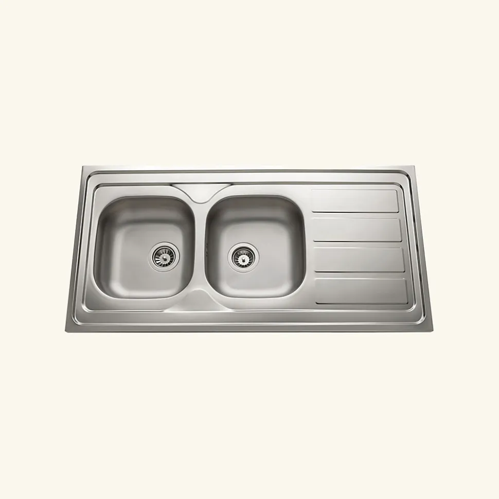 Vidage CUIPD663-A pour évier inox NINO 2 bacs 120 cm - Siphon gain de place