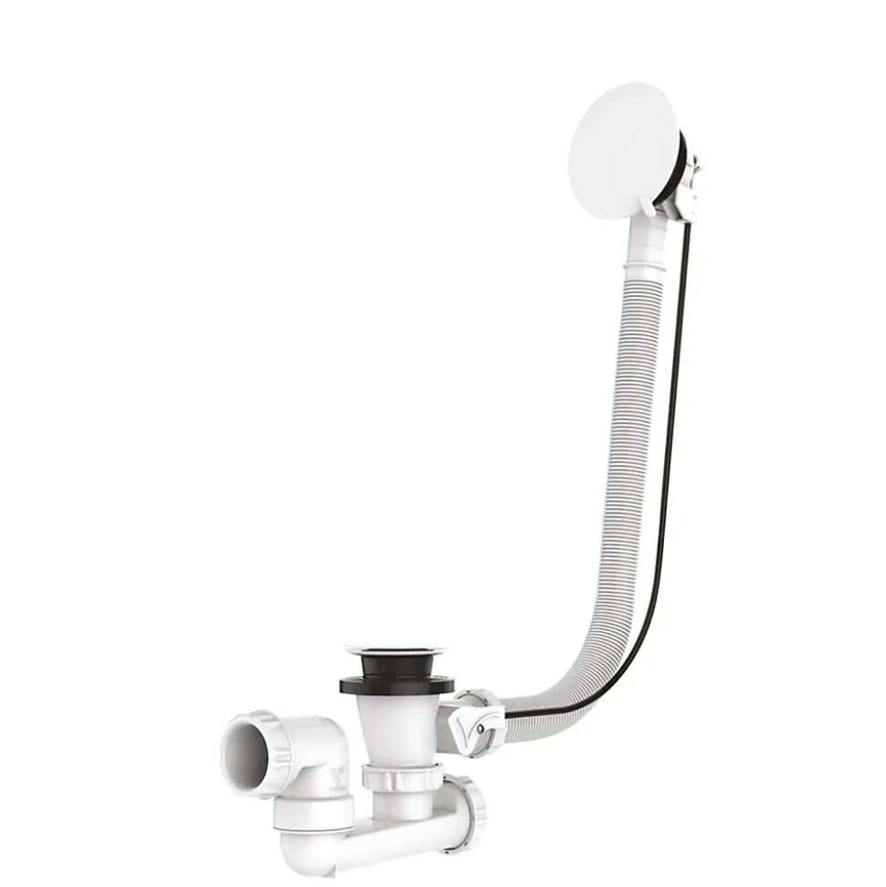 Vidage de baignoire automatique à câble sortie orientable à 360° Valentin finition blanche