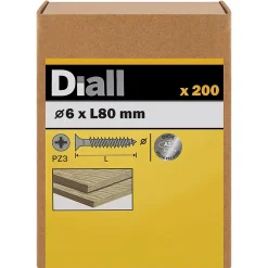 Vis à bois en acier inoxydable A2 pozidriv 6x80 mm - 200 pièces
