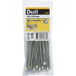 Vis à bois en acier inoxydable A2 pozidriv 5x70 mm - 20 pièces