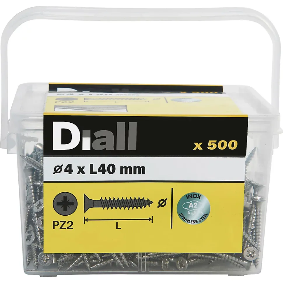 Vis à bois en acier inoxydable A2 pozidriv 4x40 mm - 500 pièces
