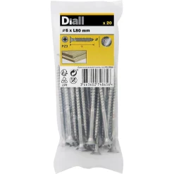 Vis à bois en acier inoxydable A2 pozidriv 6x80 mm - 20 pièces