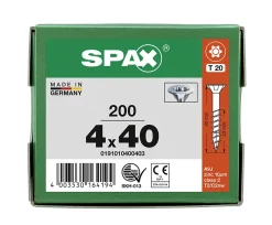 Vis à bois tête fraisée Spax Wirox torx 4 x 40 mm filetage partiel - 200 pièces