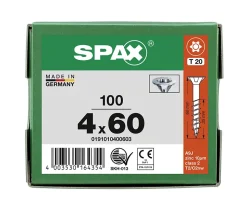 Vis à bois tête fraisée Spax Wirox torx 4 x 60 mm filetage partiel - 100 pièces