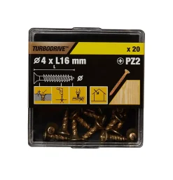 Vis à bois Turbodrive Premium pozidriv zinguée jaune 4x16 mm - 20 pièces