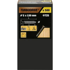Vis à bois Turbodrive Premium torx zinguée jaune 5x50 mm - 500 pièces