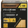 Vis à bois Turbodrive Premium pozidriv zinguée jaune 3x30 mm - 100 pièces