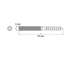 Vis à double filetage (métal/bois) 6x60 zingués mm - 5 pièces