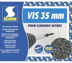 Vis Auto Perceuse 35 mm Semin - Fixation des Plaques de Plâtre sur l'Ossature - Intérieur - Boîte de 1000 Pièces (Lot de 3000)