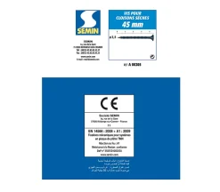 Vis Auto Perceuse 45 mm Semin - Fixation des Plaques de Plâtre sur l'Ossature - Intérieur - Boîte de 1000 Pièces