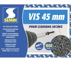 Vis Auto Perceuse 45 mm Semin - Fixation des Plaques de Plâtre sur l'Ossature - Intérieur - Boîte de 1000 Pièces (Lot de 5000)