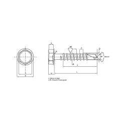 Vis auto-perceuse tête Hexagonale avec embase 6,3 x 32 mm (sachet de 200)