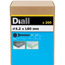 Vis autoperceuses pour plaque de plâtre, noir mat, 4,2x80 mm - 200 pièces