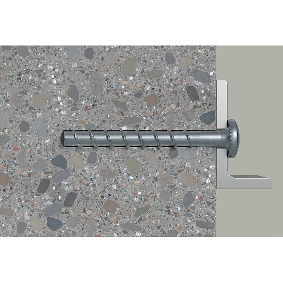 Vis béton - Fischer - Tête cylindrique - Acier électrozingué - 6 x 40/5 - Boîte de 100