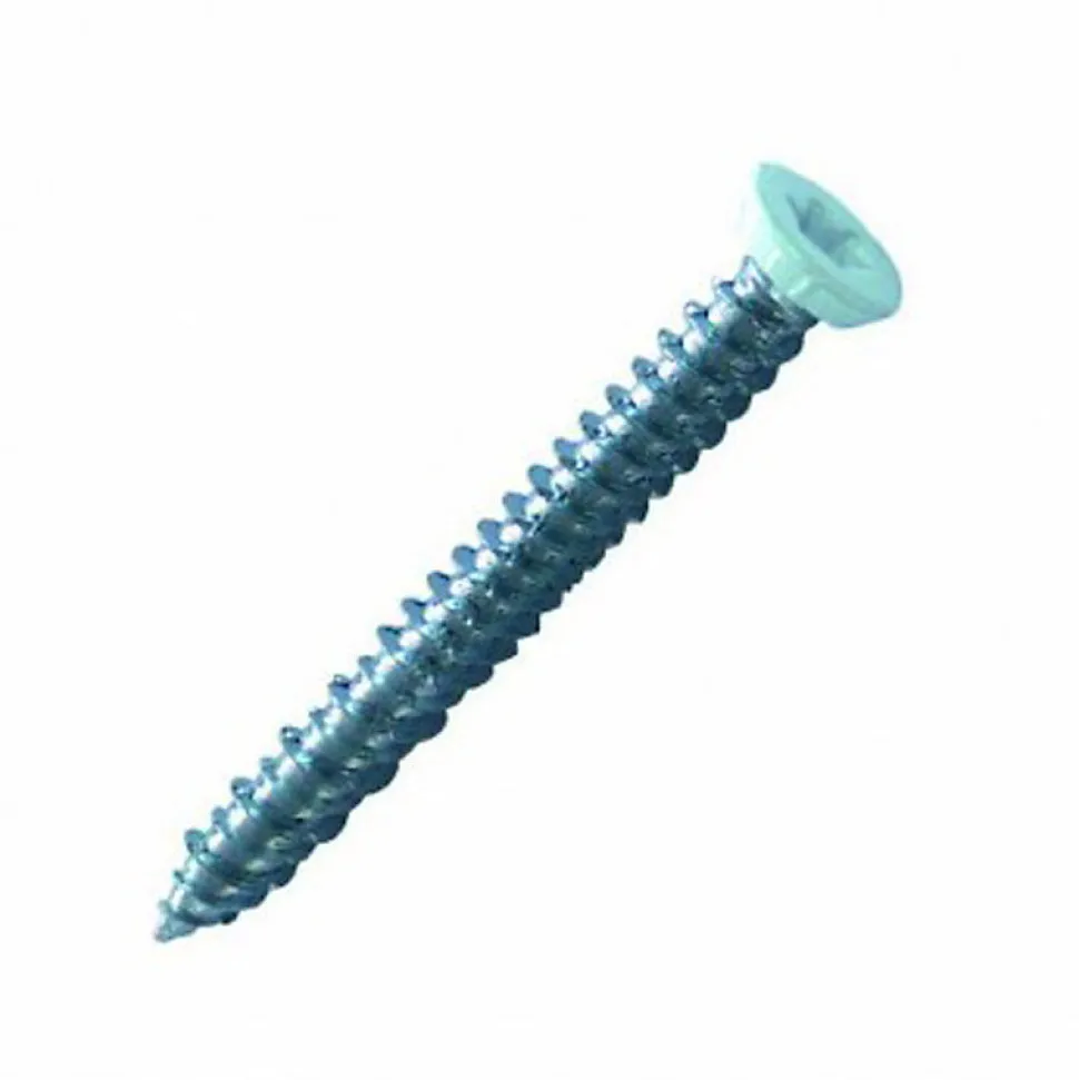 Vis béton pour fixation de châssis tête fraisée empreinte Torx T30 Zingué laqué blanc - 7,5 x 102 mm- Vendu par 100