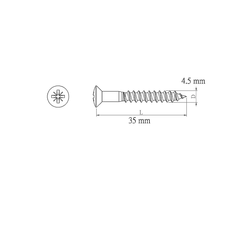 Vis de bardage en acier inoxydable A2, 4,5x35 mm - 50 pièces