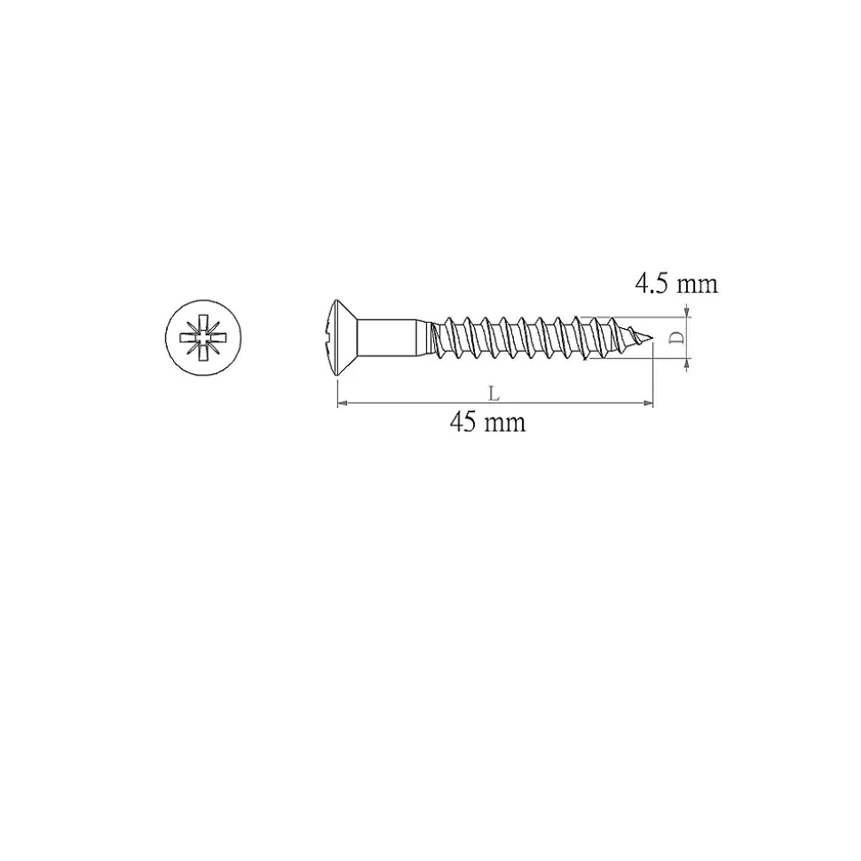 Vis de bardage en acier inoxydable A2, 4,5x45 mm - 50 pièces