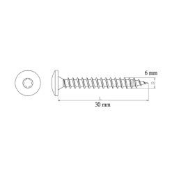 Vis de charnière zinguée noire 6x30 mm - 200 pièces