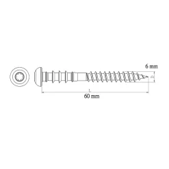 Vis de châssis PVC zinguée avec tête peinte en blanc, 6x60 mm - 6 pièces