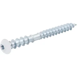 Vis de châssis PVC zinguée avec tête peinte en blanc, 6x60 mm - 6 pièces