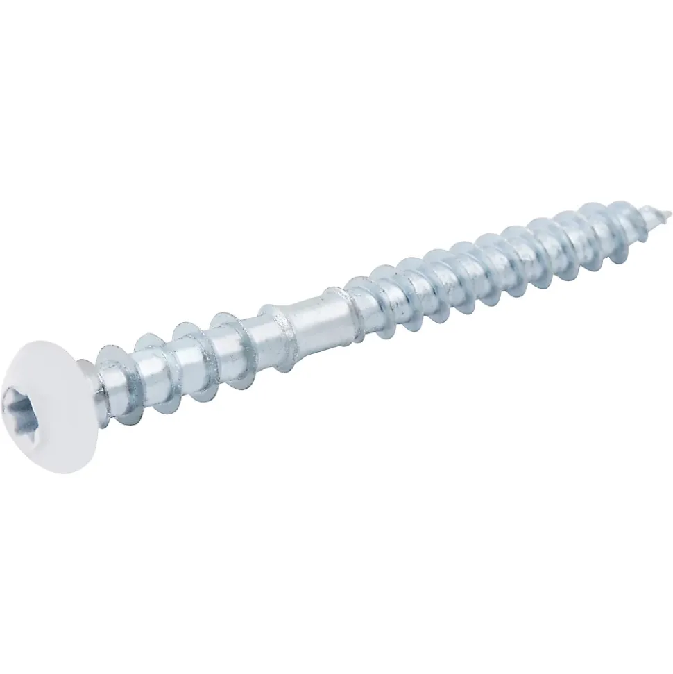 Vis de châssis PVC zinguée avec tête peinte en blanc, 6x60 mm - 6 pièces