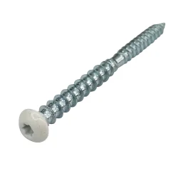 Vis de châssis PVC zinguée avec tête peinte en blanc, 6x70 mm - 6 pièces