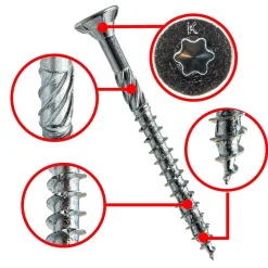Vis de construction bois Klimas à tête fraisée Torx, zinguées blanches 8 x 600 mm 25 pcs