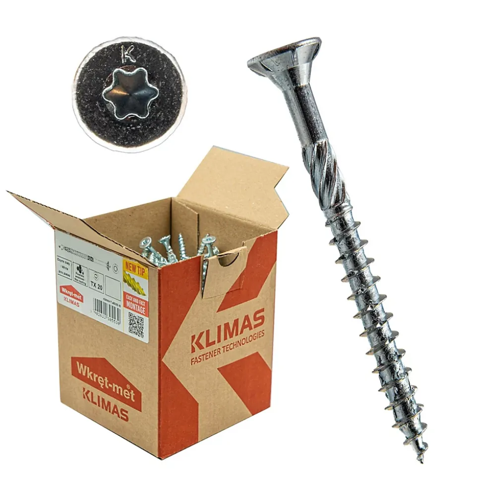 Vis de construction bois Klimas à tête fraisée Torx, zinguées blanches 8 x 600 mm 25 pcs