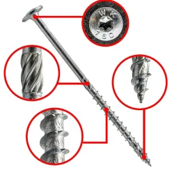 Vis de construction bois Klimas à tête large Torx zinguées blanches 10 x 180 mm 25 pcs