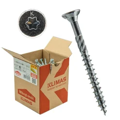 Vis de construction bois Klimas à tête fraisée Torx, zinguées blanches 6 x 70 mm 100 St.