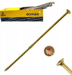 Vis de construction en bois Domax à tête fraisée, zinguée jaune, 10 x 120 mm 50 pcs