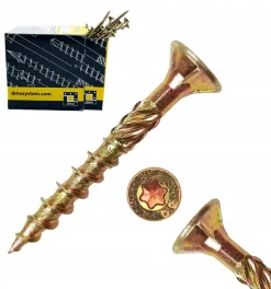 Vis de construction en bois Domax à tête fraisée, zinguée jaune, 3,5 x 45 mm, 200 pcs