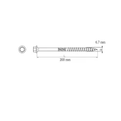 Vis pour charpente en bois, revêtement organique, 6,7x200 mm - 50 pièces