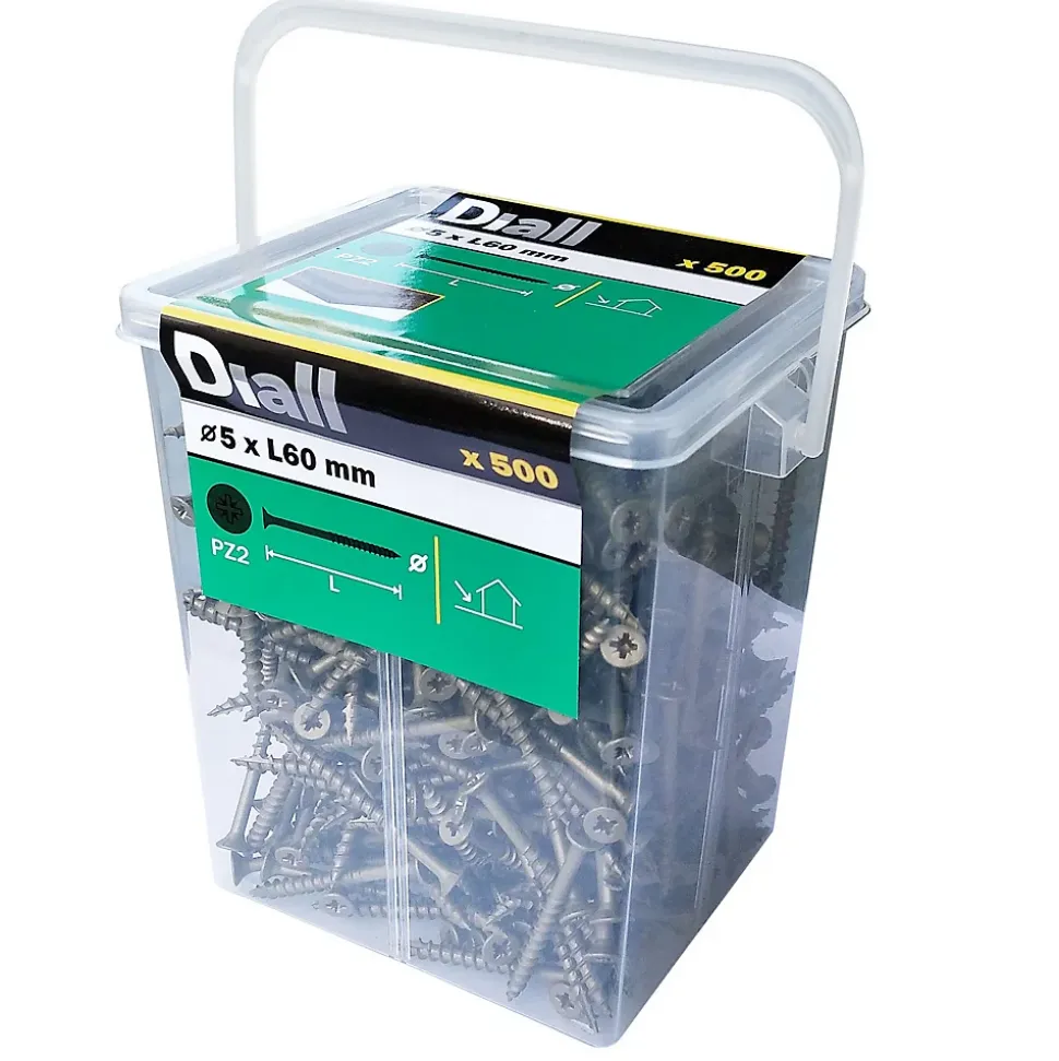Vis pour terrasse Pozidriv acier 5 x 60 mm Diall, 500 pièces