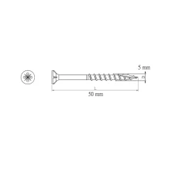 Vis pour terrasse Pozidriv acier 5 x 50 mm Diall, 500 pièces