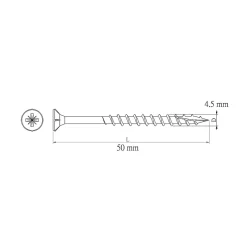 Vis pour terrasse Pozidriv acier 4,5 x 50 mm Diall, 250 pièces