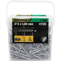 Vis pour terrasse Torx acier inoxydable A2 5 x 60 mm Turbodrive, 500 pièces