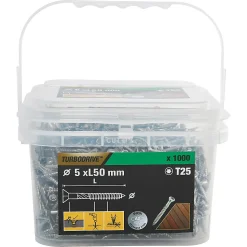 Vis pour terrasse Torx acier inoxydable A2 5 x 50 mm Turbodrive, 1000 pièces