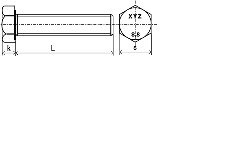 Vis tête hexagonale entièrement filetée 12 x 60 mm classe 8.8 zinguée - boîte de 50 - LENNIE VHT881206002B