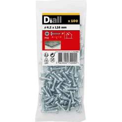 Vis zinguée autoperceuses à tête cylindrique, 4,2x16 mm - 100 pièces