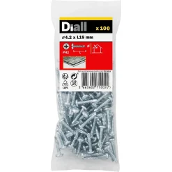 Vis zinguée autoperceuses à tête cylindrique, 4,2x19 mm - 100 pièces