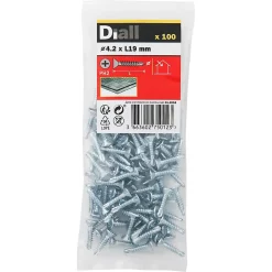 Vis zinguée autoperceuses fraisées, 4,2x19 mm - 100 pièces