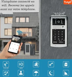 Visiophone antivandale connectée wifi avec digicode et badges
