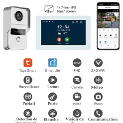 Visiophone connecté 2 fils avec lecteur RFID et enregistreur de visiteurs