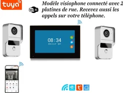 Visiophone connecté wifi double platine de rue pour maison à 2 entrées